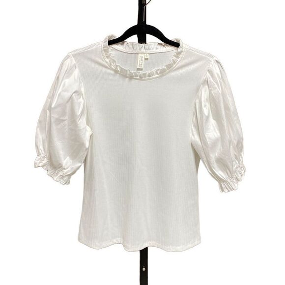 Hayden White Puff Sleeve Top Size Small NWOT - Picture 1 of 5